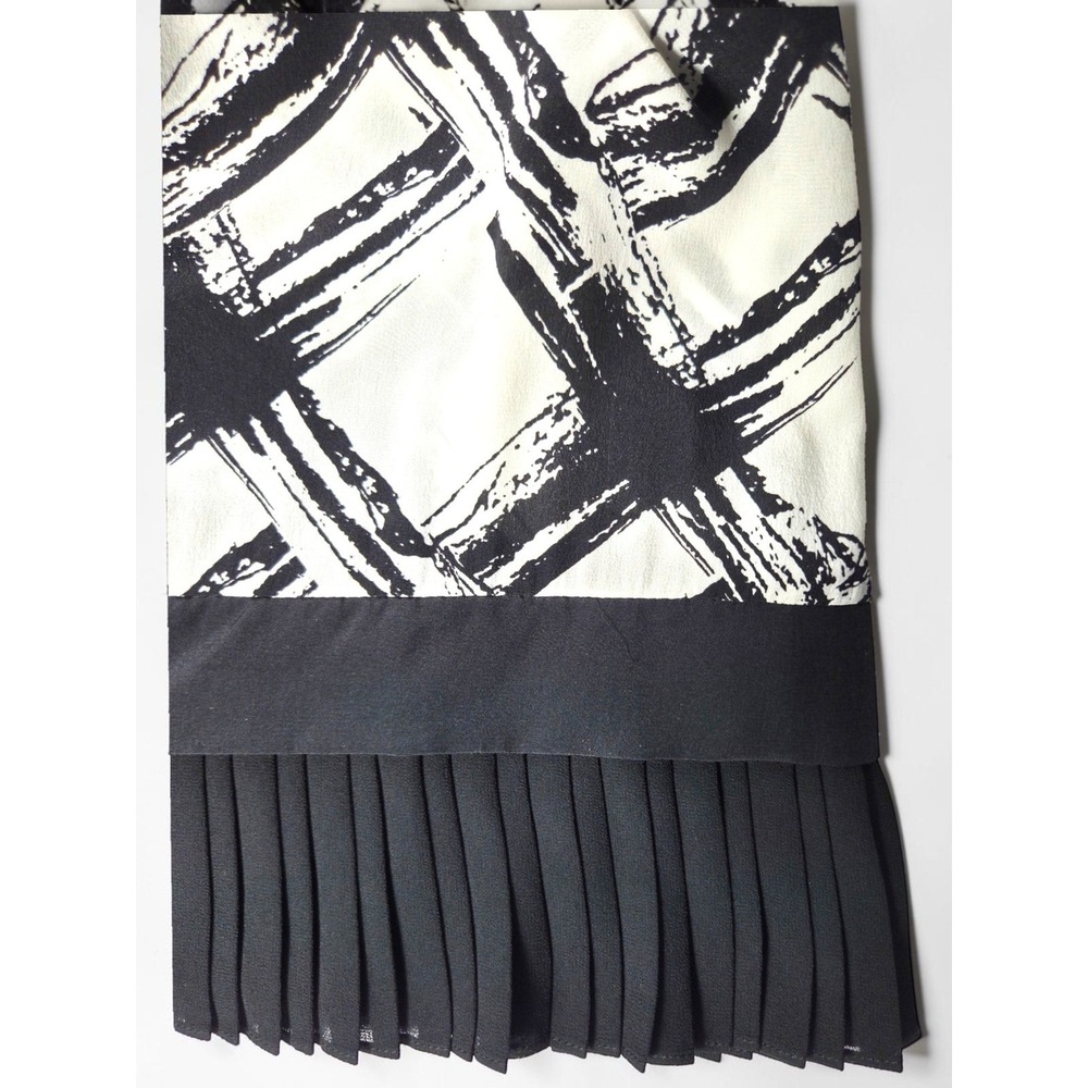 Raoul Silk Blouse Sleeveless Black Ivory Abstract Pleated Hem US 6 - Picture 6 of 11